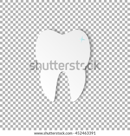 tooth dental on transparent background in modern flat style. Template for dental clinic, advertising etc.