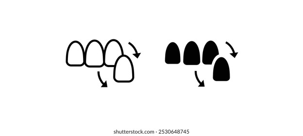 tooth dental plaque dental care dentistry line and flat icons set, editable stroke isolated on white, linear vector outline illustration, symbol logo design style