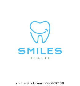 tooth dental smile happy face mascot line style simple minimal logo design vector icon illustration