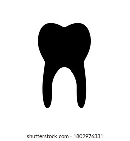 tooth dental symbol flat black line icon, Vector Illustration