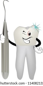 tooth with dental tool
