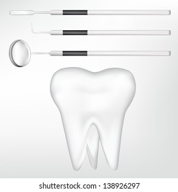 tooth and dental tools. eps10 vector illustration