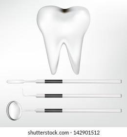 tooth and dental tools. eps10 vector illustration