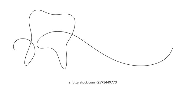Tooth. Dentist concept. Continuous line drawing. Frame border. 
