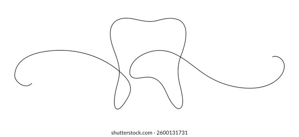 Tooth. Dentist concept. Continuous line drawing. Frame border. 