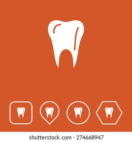 Tooth Dentist Icon on Flat UI Colors with Different Shapes. Eps-10.