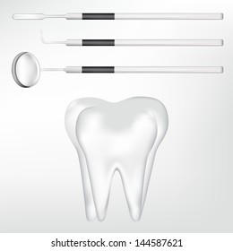 tooth design element and dental tools. eps10 vector illustration