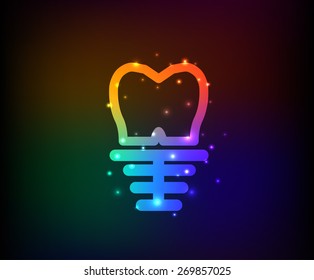 Tooth design on rainbow background,clean vector