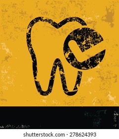 Tooth design on yellow background,grunge concept,grunge vector