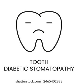 Tooth diabetic stomatopathy line vector icon with editable stroke