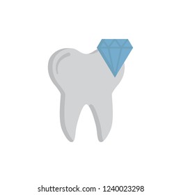 tooth diamond icon flat style design. dental icon