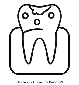 Vector de contorno de icono de enfermedad dental. Throat tonsil. Anatomía bucal