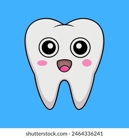 A tooth displaying a happy expression against a blue backdrop