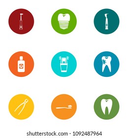 Tooth doctor icons set. Flat set of 9 tooth doctor vector icons for web isolated on white background