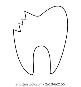 Tooth doodle illustration. Isolated on white background