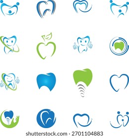 Desenho dentário, logotipo do dente, ícone, coleção de dentes