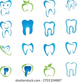 Dibujo del diente, logotipo del diente, icono, colección de los dientes