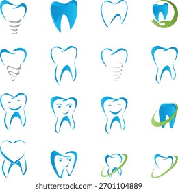 Desenho dentário, logotipo do dente, ícone, coleção de dentes