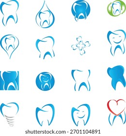 Desenho dentário, logotipo do dente, ícone, coleção de dentes