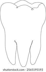 A tooth is drawn in black and white. The tooth is shown in a very simple and clean style