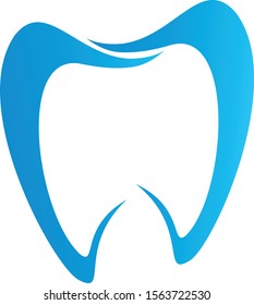 Tooth drawn in blue, tooth logo