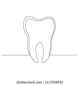 Tooth Drawn By One Black Line Stock Vector (Royalty Free) 1117058933 ...