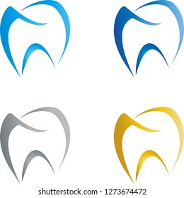 Tooth drawn in different colors collection