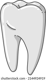 The tooth is drawn in minimalism, with a contour and in color.