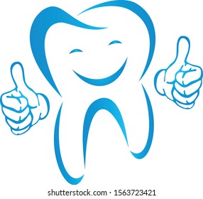 Tooth drawn with smile, tooth logo