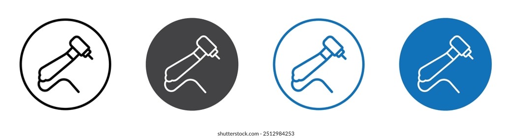 Tooth drill flat editable icon mark set.