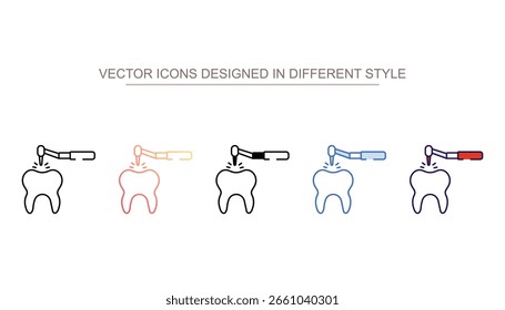 Diseño del icono del taladro del diente con el fondo blanco