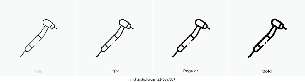 tooth drill icon. Thin, Light Regular And Bold style design isolated on white background