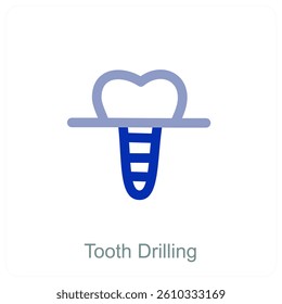 Tooth Drilling and dentist icon concept