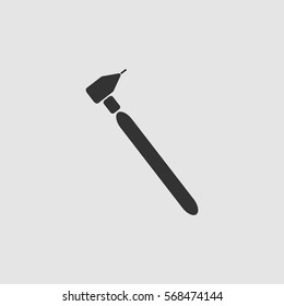 Tooth drilling machine icon flat. Black pictogram on grey background. Vector illustration symbol