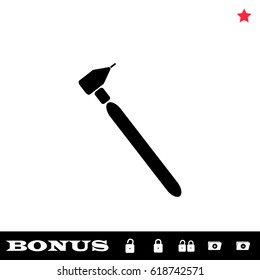 Tooth drilling machine icon flat. Black pictogram on white background. Vector illustration symbol and bonus button open and closed lock, folder, star