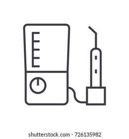 tooth drilling machine vector line icon, sign, illustration on background, editable strokes