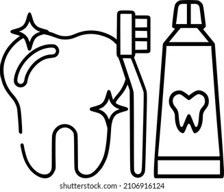 Tooth element, toothpaste, and toothbrush icon. Part of the Medical Icon set