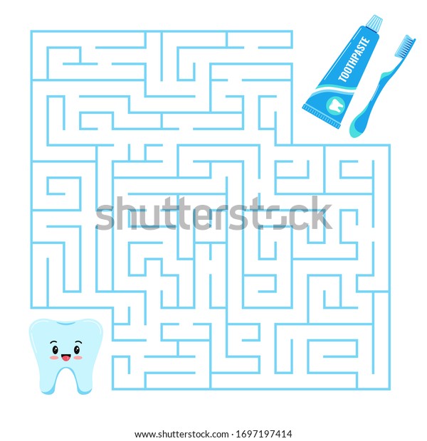 Tooth Emoji Toothpaste Toothbrush Maze Game Stock Vector (Royalty Free ...