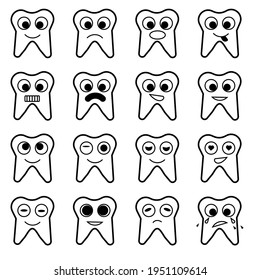 A tooth emoticon emotion illustration on white background