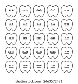 tooth emoticons set vector illustration