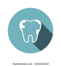 Tooth enamel, flat icons in circles with long shadows vector illustration