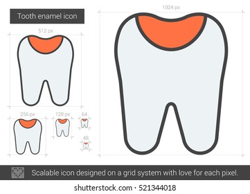Tooth enamel vector line icon isolated on white background. Tooth enamel line icon for infographic, website or app. Scalable icon designed on a grid system.