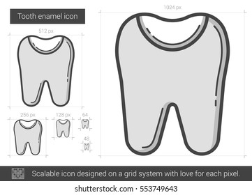 Tooth enamel vector line icon isolated on white background. Tooth enamel line icon for infographic, website or app. Scalable icon designed on a grid system.