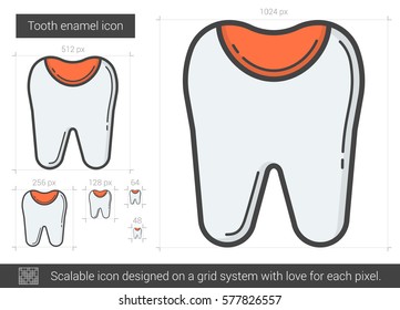 Tooth enamel vector line icon isolated on white background. Tooth enamel line icon for infographic, website or app. Scalable icon designed on a grid system.