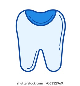 Tooth enamel vector line icon isolated on white background. Tooth enamel line icon for infographic, website or app. Blue icon designed on a grid system.