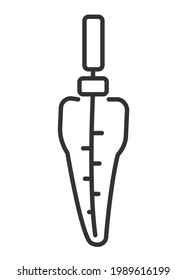 Tooth with endodontic file. Root canal treatment concept. Endodontics. Instruments for dental treatment. Vector isolated outline drawing.