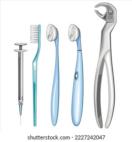 Tooth Equipment Illustration, Dental Supplis, Dentist Vector Illustration, Oral Care