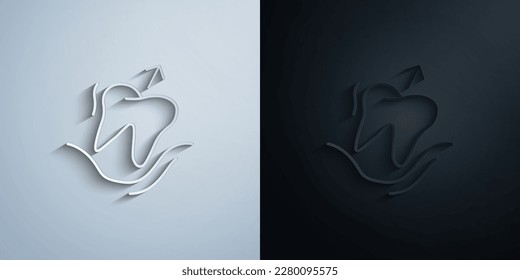 Tooth extraction arrow up paper icon with shadow effect vector illuistration design