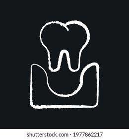 Tooth extraction chalk icon. Dental services and therapy. Vector isolated black illustration.