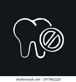 Tooth extraction chalk icon. Dental services and therapy. Vector isolated black illustration.